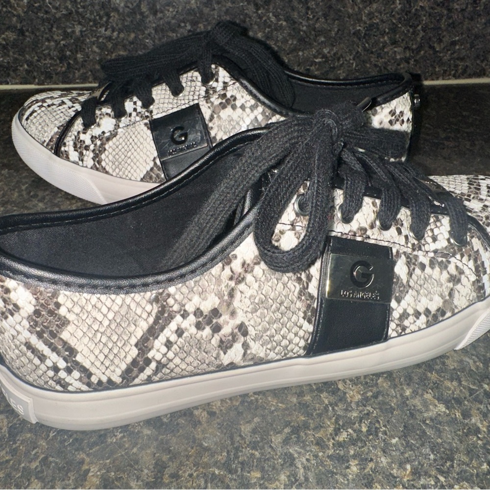 Guess Black and White Snakeskin Sneakers